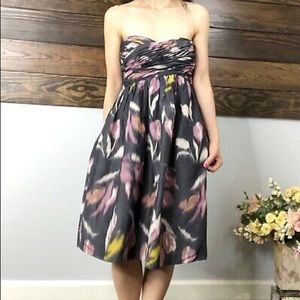 Vera Wang Strapless Ruched Bodice Dress